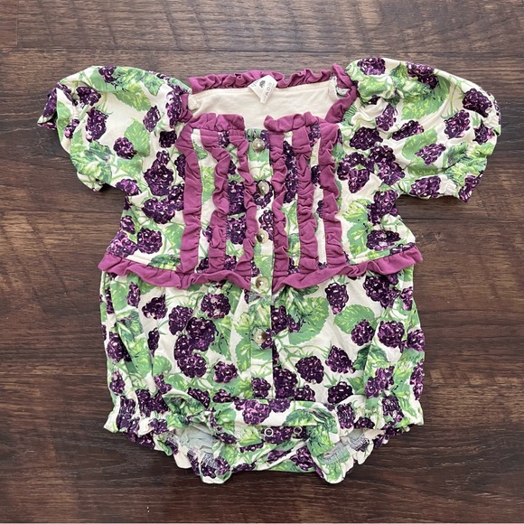 kate quinn Other - Kate Quinn bamboo grapes ruffle bubble romper 2T